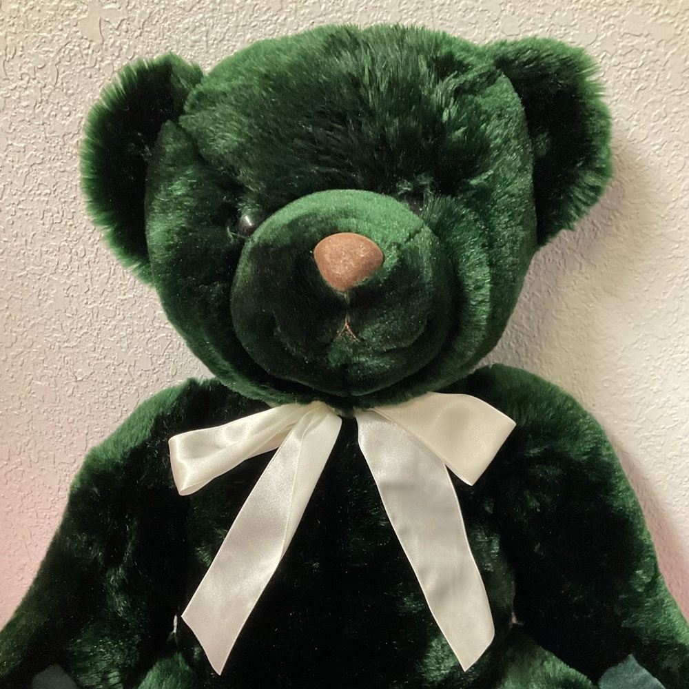 Emerald Green Plush Teddy Bear with White Bow Stuffed Animals Plush Toys